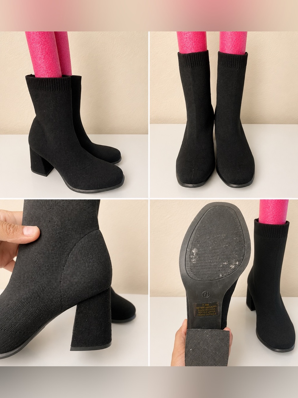 MIA Black Knit Sock Heel Boots